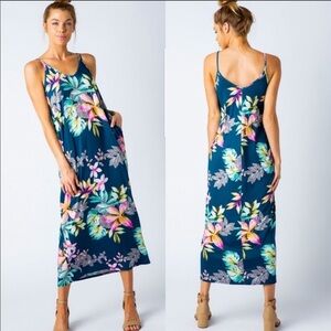 Floral Harem Maxi Dress With Pockets, NWT